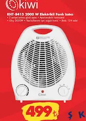 KİWİ KHT-8415 2000 W ELEKTRİKLİ FANLI ISITICI fiyat ve kampanya bilgisi
